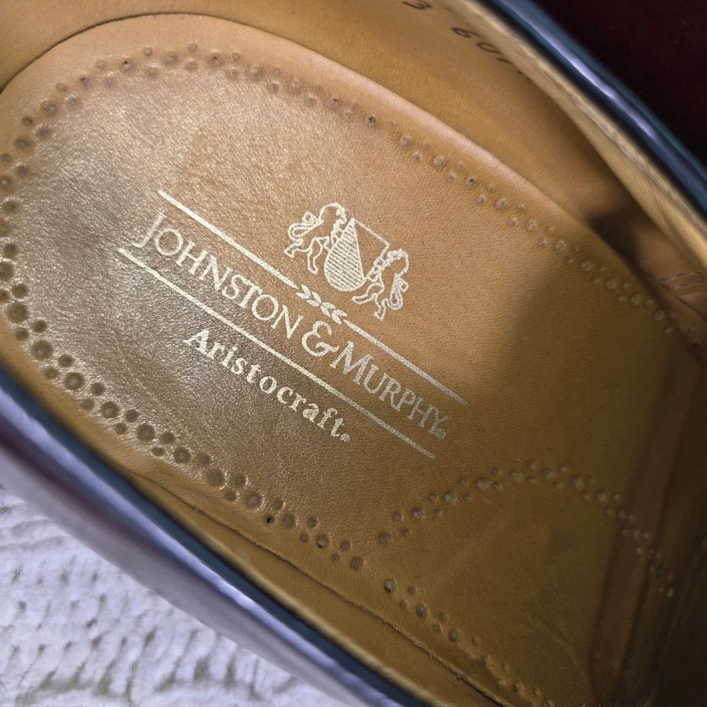Johnston & Murphy Aristocraft Saddle Shoes Burgundy Black Leather Mens 11 E/C